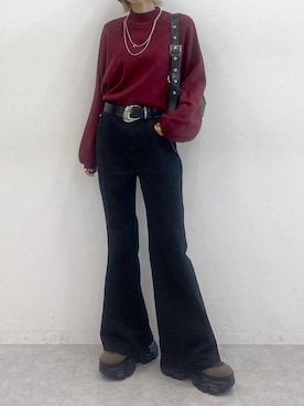 「PAGEBOY（ページボーイ）の【ステンレス素材】ロングボールチェーンネックレス（ネックレス）」を使った、matsuさん（レディース・156cm）の秋コーディネート