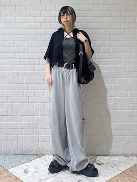 「PAGEBOY（ページボーイ）のヴィンテージバックルベルト（ベルト、ブラック系）」を使った、matsuさん（レディース・156cm）の春コーディネート