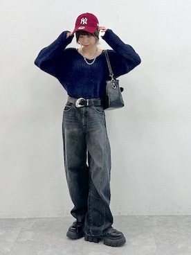 「PAGEBOY（ページボーイ）のレースアップトラックブーツ（ブーツ、ブラック系）」を使った、matsuさん（レディース・156cm）の秋コーディネート