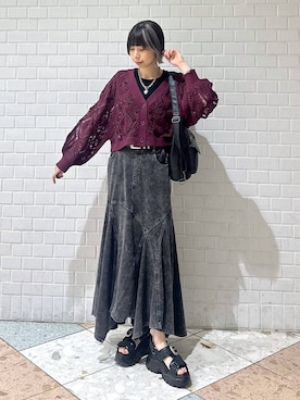 「PAGEBOY（ページボーイ）のモードバックルベルト3（ベルト、ブラック系）」を使った、matsuさん（レディース・156cm）の夏コーディネート