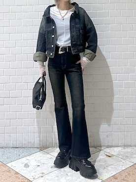 「PAGEBOY（ページボーイ）のハートマンテルネックレス3（ネックレス）」を使った、matsuさん（レディース・156cm）の秋コーディネート