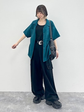 「PAGEBOY（ページボーイ）のプラットチャンキースニーカー（スニーカー、ブラック系）」を使った、matsuさん（レディース・156cm）の春コーディネート