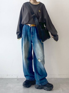 「アイテム（ボストンバッグ）」を使った、matsuさん（レディース・156cm）の夏コーディネート