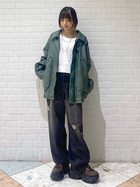 「PAGEBOY（ページボーイ）の【ステンレス素材】ロングボールチェーンネックレス（ネックレス）」を使った、matsuさん（レディース・156cm）の秋コーディネート