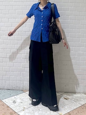 「PAGEBOY（ページボーイ）のハートマンテルネックレス3（ネックレス、シルバー系）」を使った、matsuさん（レディース・156cm）の夏コーディネート