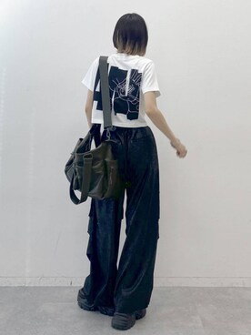 「アイテム（ボストンバッグ、グリーン系）」を使った、matsuさん（レディース・156cm）の夏コーディネート