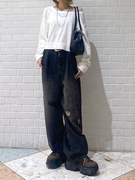 「PAGEBOY（ページボーイ）の【ステンレス素材】ロングボールチェーンネックレス（ネックレス）」を使った、matsuさん（レディース・156cm）の秋コーディネート