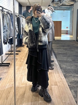 「PAGEBOY（ページボーイ）のレースアップトラックブーツ（ブーツ、ブラック系）」を使った、matsuさん（レディース・156cm）の秋コーディネート