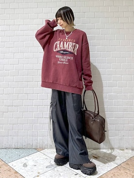 「アイテム（ボストンバッグ、ベージュ系）」を使った、matsuさん（レディース・156cm）の秋コーディネート