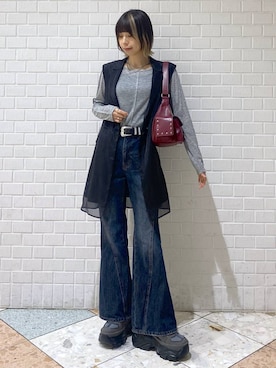 「PAGEBOY（ページボーイ）の【ステンレス素材】ロングボールチェーンネックレス（ネックレス）」を使った、matsuさん（レディース・156cm）の夏コーディネート