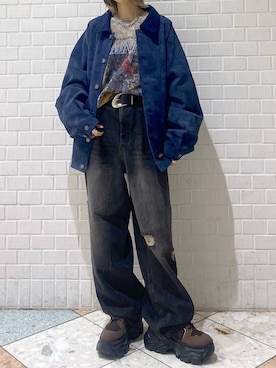 「PBLIM（ページボーイリム）の《UNISEX》ソフトスウェードブルゾン（ブルゾン）」を使った、matsuさん（レディース・156cm）の秋コーディネート