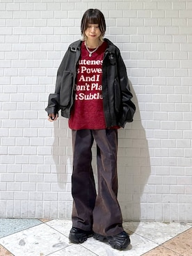 「PBLIM（ページボーイリム）のアイテム（ブルゾン）」を使った、matsuさん（レディース・156cm）の冬コーディネート