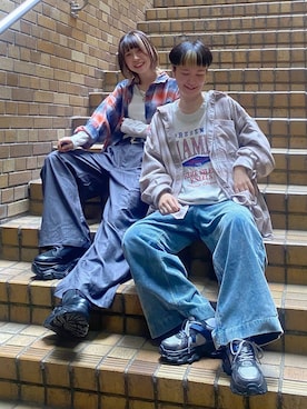 「niko and...（ニコアンド）のボリュームソールスニーカー（スニーカー）」を使った、matsuさん（レディース・156cm）の秋コーディネート