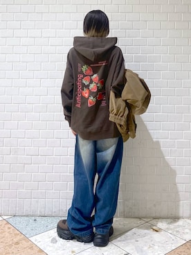 「PBLIM（ページボーイリム）の《UNISEX》ソフトスウェードブルゾン（ブルゾン）」を使った、matsuさん（レディース・156cm）の秋コーディネート