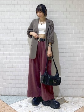「スウェットパンツ」｜「アイテム（ジャケット/アウター）」を使った、matsuさん（レディース・156cm）の夏コーディネート