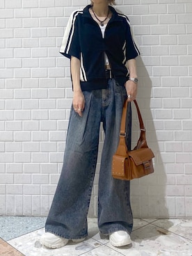 「アイテム（ノーカラージャケット）」を使った、matsuさん（レディース・156cm）の夏コーディネート