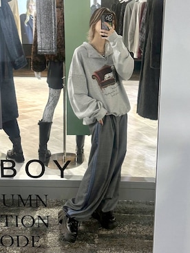 「PAGEBOY（ページボーイ）のレースアップトラックブーツ（ブーツ、ブラック系）」を使った、matsuさん（レディース・156cm）の秋コーディネート