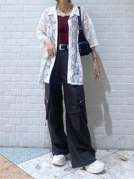 「アイテム（カーゴパンツ）」を使った、matsuさん（レディース・156cm・20代）の夏コーディネート