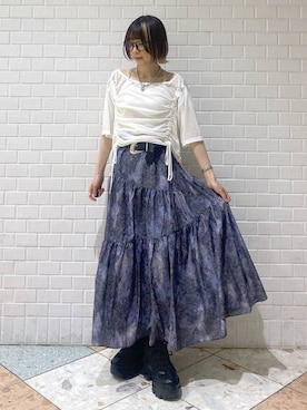 「メガネ」｜「アイテム（アクセサリー）」を使った、matsuさん（レディース・156cm）の夏コーディネート