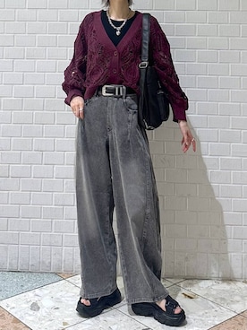 「PAGEBOY（ページボーイ）のモードバックルベルト3（ベルト、ブラック系）」を使った、matsuさん（レディース・156cm）の夏コーディネート