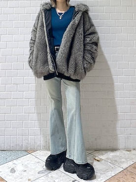 「PBLIM（ページボーイリム）のアイテム（ジャケット/アウター）」を使った、matsuさん（レディース・156cm）の冬コーディネート