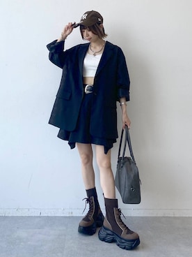 「アイテム（テーラードジャケット）」を使った、matsuさん（レディース・156cm・20代）の夏コーディネート