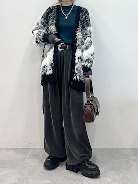 「PAGEBOY（ページボーイ）のレースアップトラックブーツ（ブーツ、ブラック系）」を使った、matsuさん（レディース・156cm）の秋コーディネート