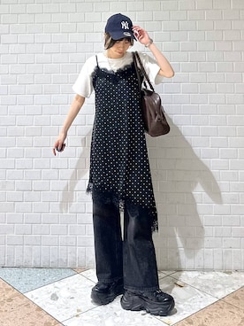 「PBLIM（ページボーイリム）のアイテム」を使った、matsuさん（レディース・156cm）の夏コーディネート