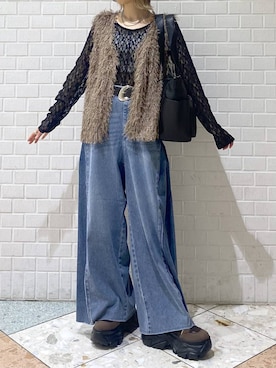 「PAGEBOY（ページボーイ）の【ステンレス素材】ロングボールチェーンネックレス（ネックレス）」を使った、matsuさん（レディース・156cm）の秋コーディネート