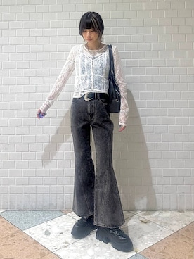 「PAGEBOY（ページボーイ）のアイテム（デニムパンツ）」を使った、matsuさん（レディース・156cm）の秋コーディネート