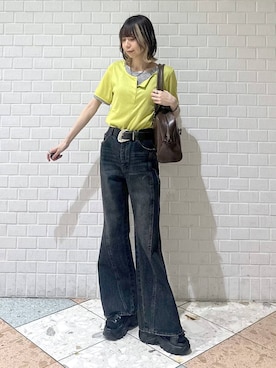 「PBLIM（ページボーイリム）の【PBLIM】2WAYボストンバッグ（ボストンバッグ、ブラウン系）」を使った、matsuさん（レディース・156cm）の春コーディネート