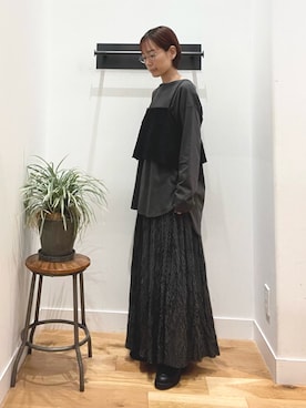 「かぐれ（カグレ）のアイテム（Tシャツ/カットソー）」を使った、iseさん（レディース・157cm）の秋コーディネート