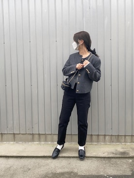 「韓国」｜「アイテム（ノーカラージャケット）」を使った、fullmoonさん（レディース・157cm）の秋コーディネート