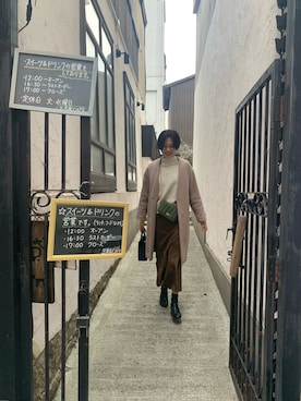 「Te chichi（テチチ）のアイテム（ノーカラーコート）」を使った、yuccoさん（レディース・166cm）の冬コーディネート