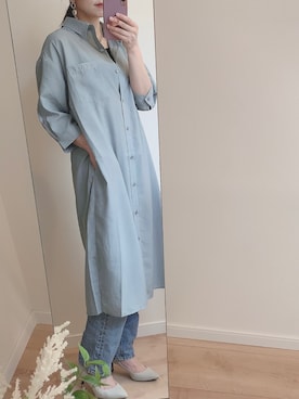「Honeys（ハニーズ）のアイテム（シャツワンピース）」を使った、こまさん（レディース・157cm）の春コーディネート