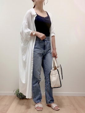 「Honeys」｜「アイテム（シャツワンピース）」を使った、こまさん（レディース・157cm）の夏コーディネート