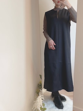 「Honeys（ハニーズ）のアイテム（ジャンパースカート）」を使った、こまさん（レディース・157cm）の秋コーディネート