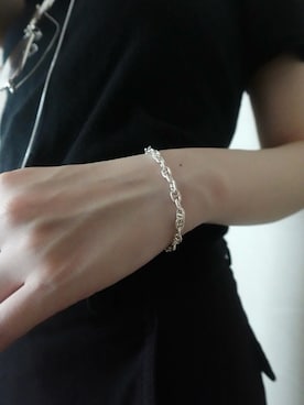 「TEN.（テン）のSILVER925 マリーナチェーンブレスレット -S-（ブレスレット、シルバー系）」を使った、ayana takizawaさん（レディース・162cm）の夏コーディネート