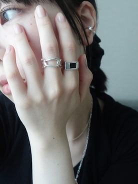 「TEN.（テン）のSILVER925 パズルリング(ブラックオニキス)（リング、シルバー系）」を使った、ayana takizawaさん（レディース・162cm）の夏コーディネート