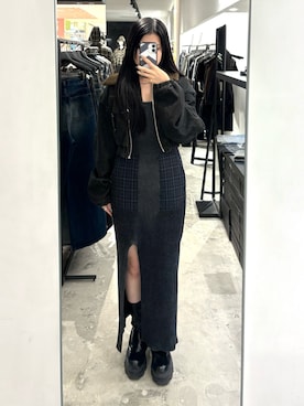 「EMODA（エモダ）のアイテム（ワンピース）」を使った、藤吉希羅々さん（レディース・160cm）の秋コーディネート