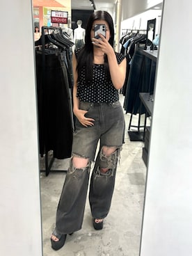 「EMODA（エモダ）のアイテム（タンクトップ）」を使った、藤吉希羅々さん（レディース・160cm）の夏コーディネート