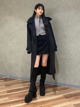 「EMODA（エモダ）のアイテム（その他アウター）」を使った、藤吉希羅々さん（レディース・160cm）の冬コーディネート