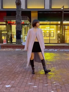 「VIS（ビス）のアイテム（ステンカラーコート）」を使った、juchiさん（レディース・156cm）の冬コーディネート