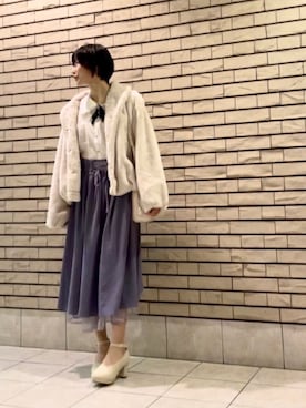 「axes femme POETIQUE（アクシーズファムポエティック）のアイテム（スカート）」を使った、juchiさん（レディース・156cm）の秋コーディネート