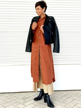 「GAP（ギャップ）のアイテム（ライダースジャケット）」を使った、yurisiiba3さん（レディース・160cm）の秋コーディネート