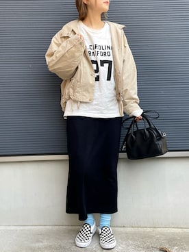 「CANAL JEAN（キャナルジーン）のアイテム（ブルゾン）」を使った、n..kさん（レディース・162cm）の春コーディネート