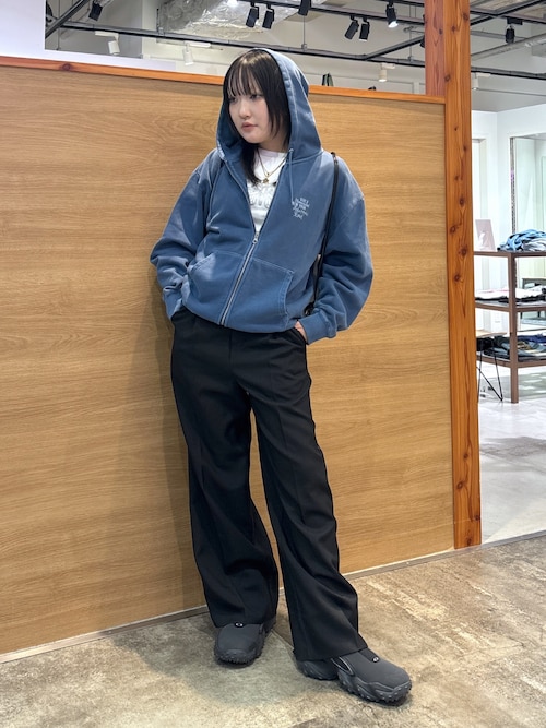 MIX LOGO & FACE FADED ZIP UP SWEAT HOODIE（パーカー）｜X-girl