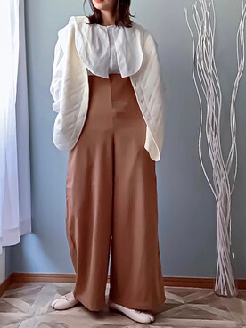 「キルティングベスト」｜「アイテム（オールインワン・サロペット）」を使った、 mayaさん（レディース・165cm）の冬コーディネート