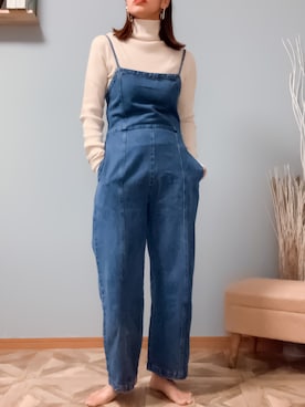 「ピアス」｜「アイテム（サロペット/オーバーオール）」を使った、 mayaさん（レディース・165cm）の秋コーディネート