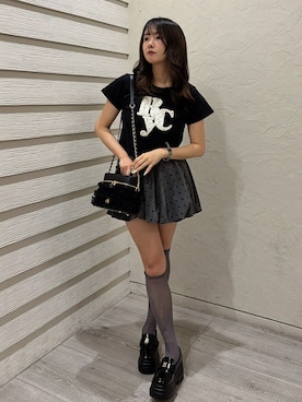 「one after another NICE CLAUP(ワンアフターアナザーナイスクラップ)の再予約!【tulle collection】チュールフリルバニティーバッグ(ショルダーバッグ、ブルー系)」を使った、Rio【 骨スト / ブルベ夏 】さん(レディース・163cm)の春コーディネート